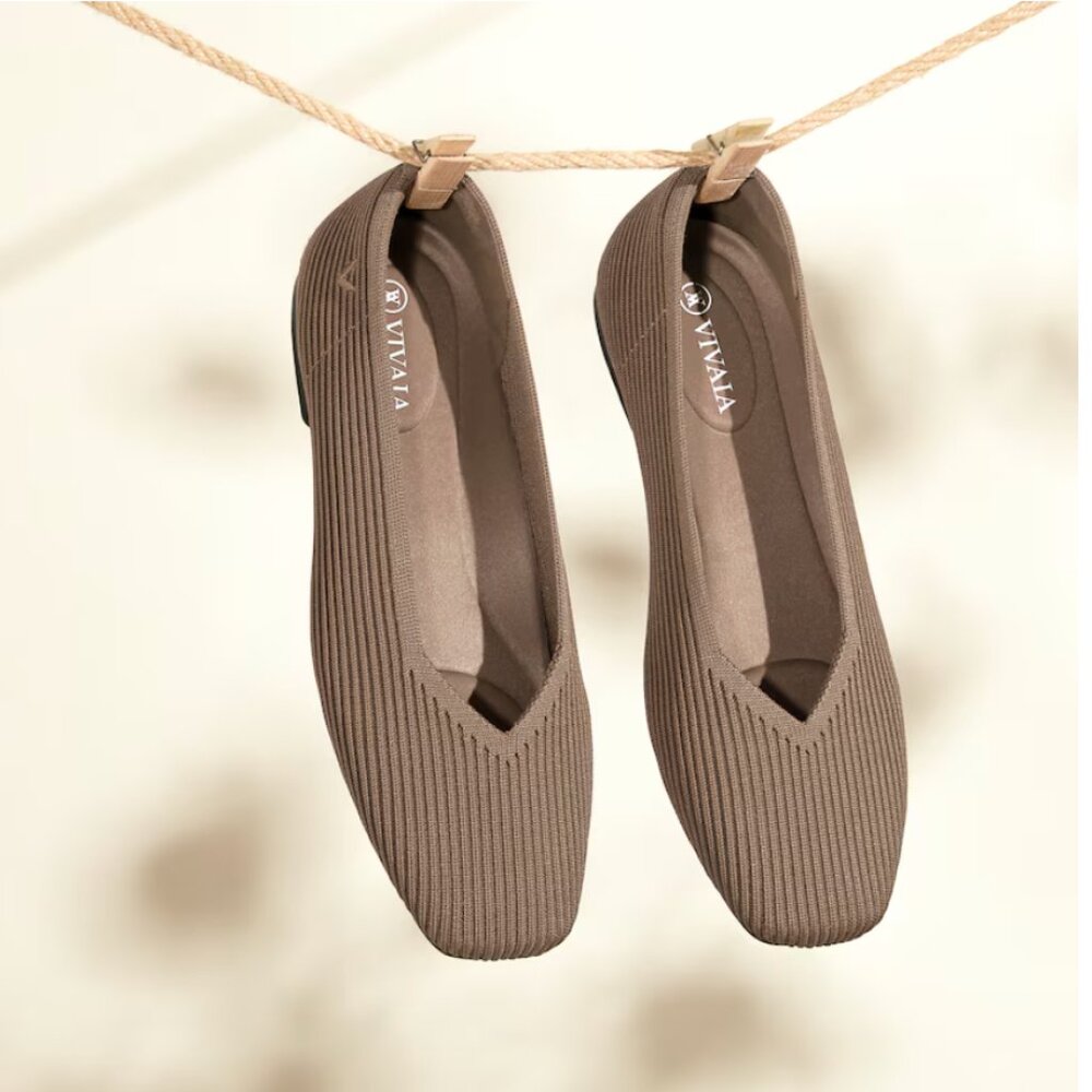 Vivaia Square Toe V Cute Flats (Margot) Espresso Sz 41